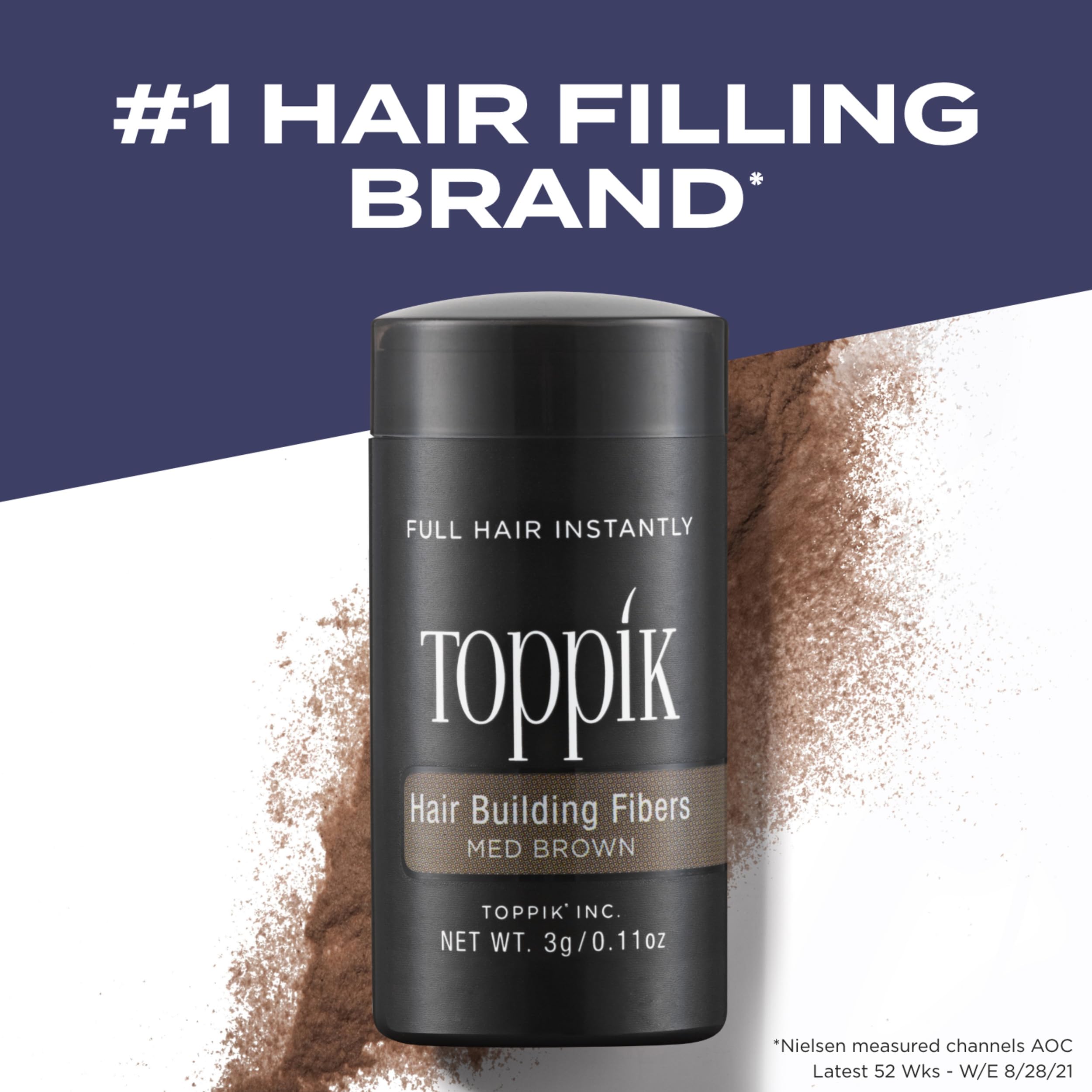TOPPIK Hair Building Fibers,Medium Brown,27.5g Fill In Fine or Thinning Hair,Instantly Thicker,Fuller Looking,9 Shades for Men & Women,Keratin Protein Formula,(Pack of 12)