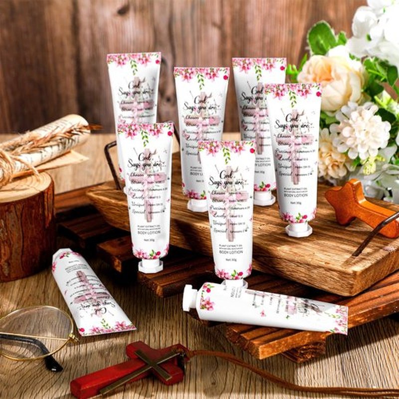 Siifert 24 Pcs Christian Body Lotions Gifts Bulk for Women Valentine's Day Church Appreciation Gift Mini Travel Christian Lotion Inspirational Bible Verse Body Cream for Family Mom Women