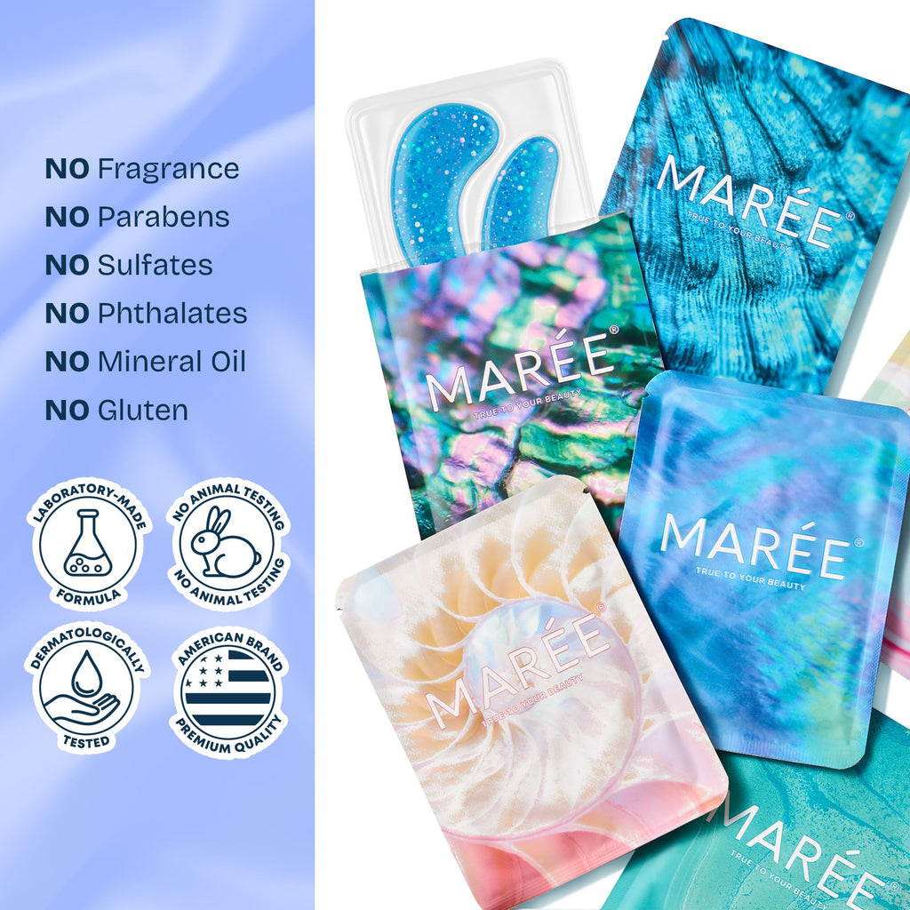 MAREE Under Eye Patches for Puffy Eyes and Dark Circles – Under Eye Mask with Collagen & Hyaluronic Acid – Undereye Mask Patches for Women – Parches para Ojeras Puffiness & Under Eye Bags | 12 Pair