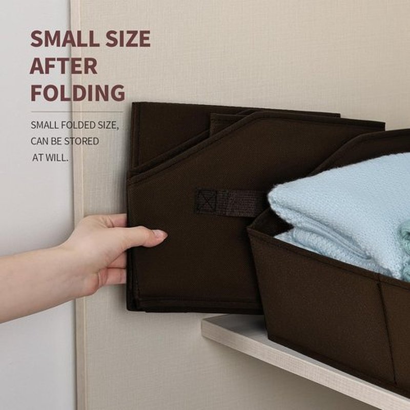 Homsorout Decorative Storage Baskets - Trapezoid Closet Bins with Handles, 3 Pack, Brown