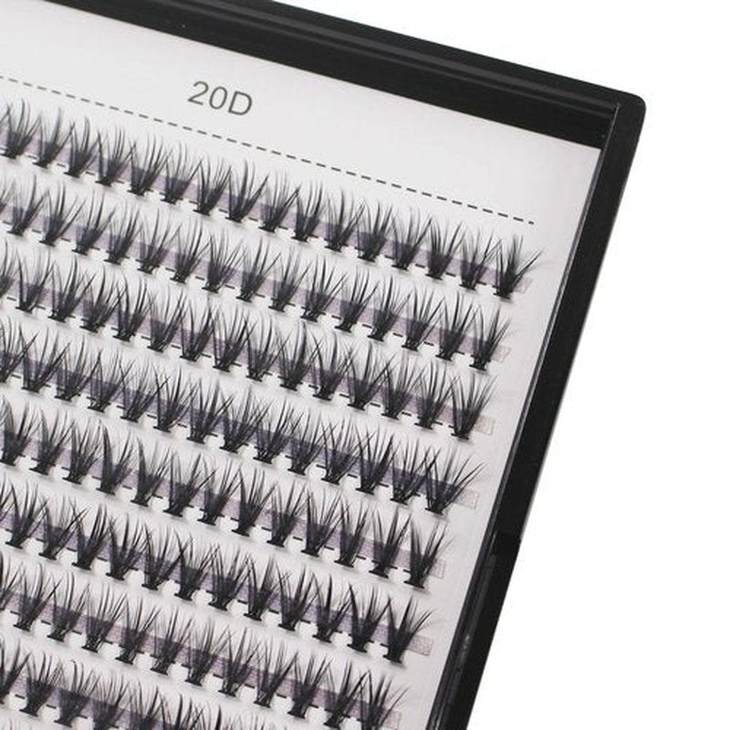 Bodermincer Black Cluster Lashes 240pcs 20D/40D DIY Eyelash Extension D Curl Long Individual Lashes Mixed Tray Faux Mink Lash Clusters Extensions 8-22mm (20D-11mm)