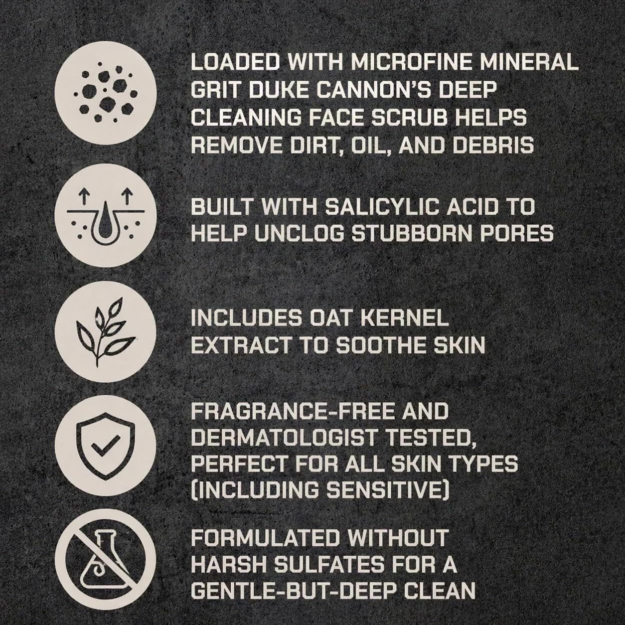 Duke Cannon Deep Cleaning Face Scrub for Men, Exfoliating Face Wash with Salicylic Acid & Aloe, Unclogs Pores, Oil Control, 6 oz