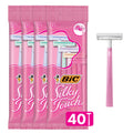 BIC Silky Touch Women's Disposable 2-Blade Razors, Travel Covers, College Dorm Room Essentials and First Apartment Must-Have, 40-Pack
