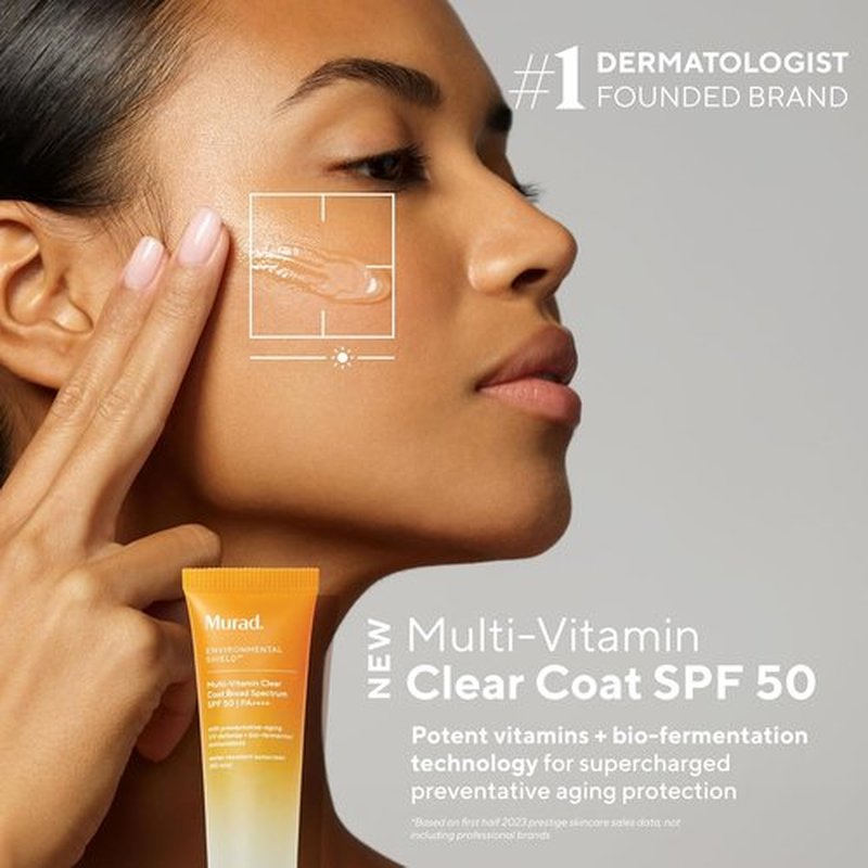 Murad Multi-Vitamin Clear Coat Sunscreen SPF 50 - Lightweight Broad-Spectrum Protection with Vitamins & Nourishing Ingredients - 1.7 Fl Oz