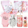 New Mom Gifts & Baby Girl Gift Set for Newborn,Baby Girl Gift Basket with Baby Milestone Blanket,Pregnancy Gifts for Expecting Mom,New Mom Care Package After Baby, Pregnancy Gifts for Women and Baby