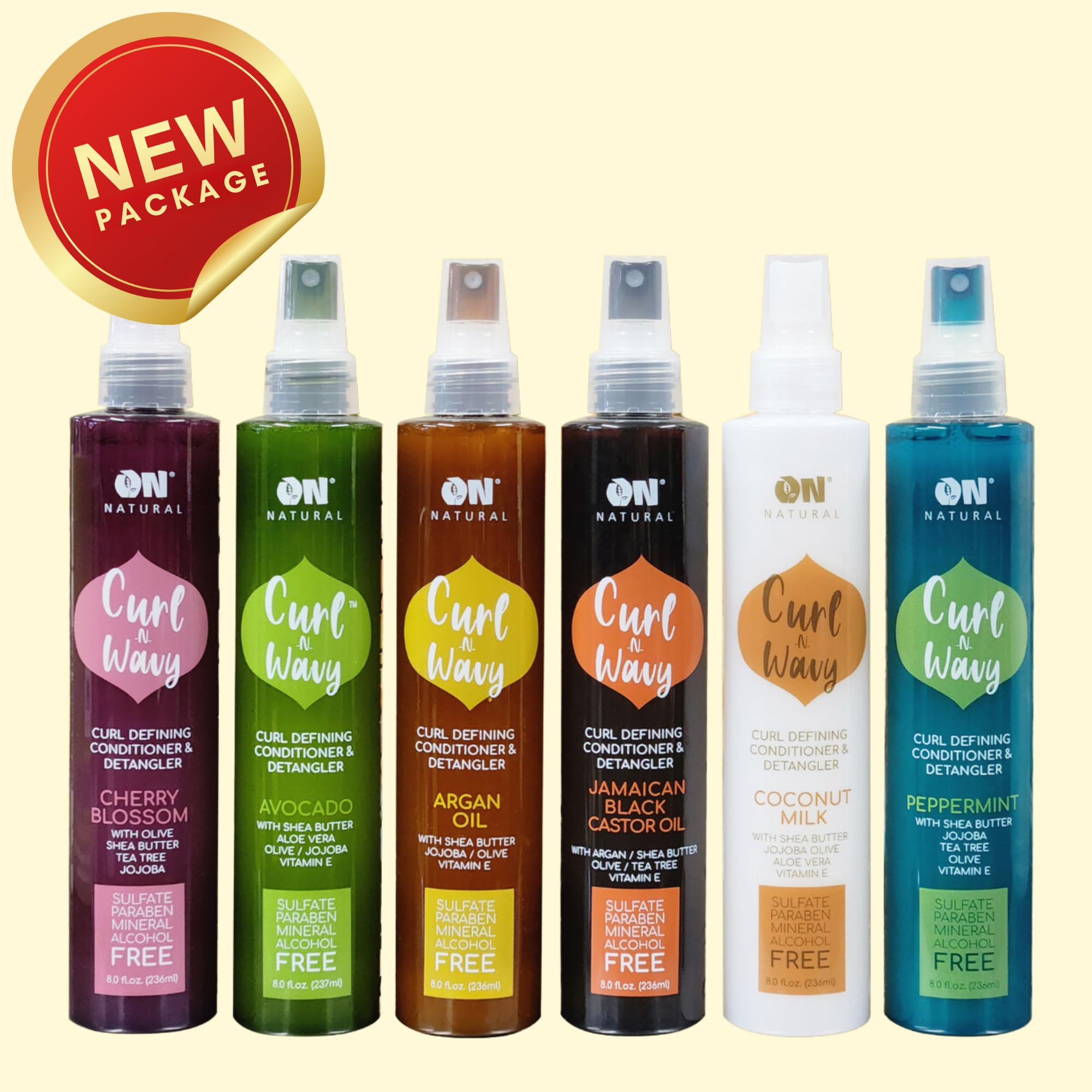 ON Natural On Curl and Wavy Curl Defining Conditioner & Detangler, Peppermint 8 oz