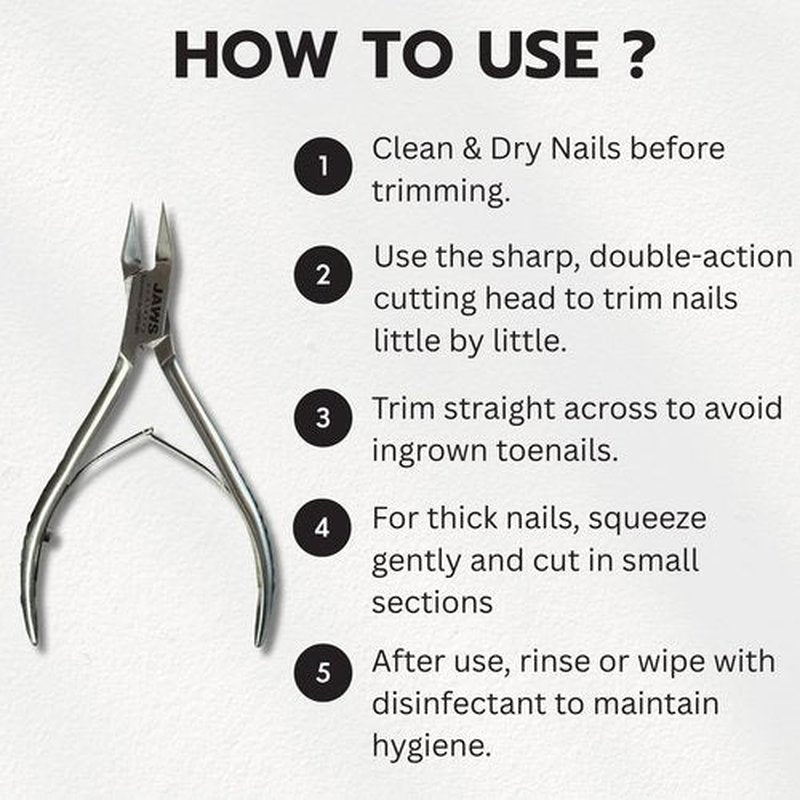 Jaws Podiatry Toe Nail Clippers, Surgical-Grade Stainless Steel, Precision Cutting, Double Action Blades, Compact Design, Silver