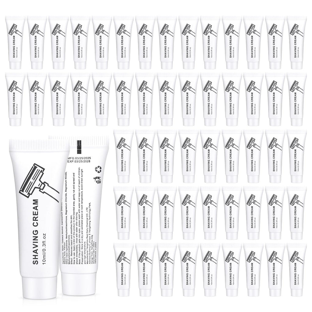 Shaving Cream Bulk, 10ml/0.35fl Oz Travel Shaving Cream, Individually Packaged, Suitable For Travel, Hotel, Home, Camping, Charity, Homelessness (50-PACK)