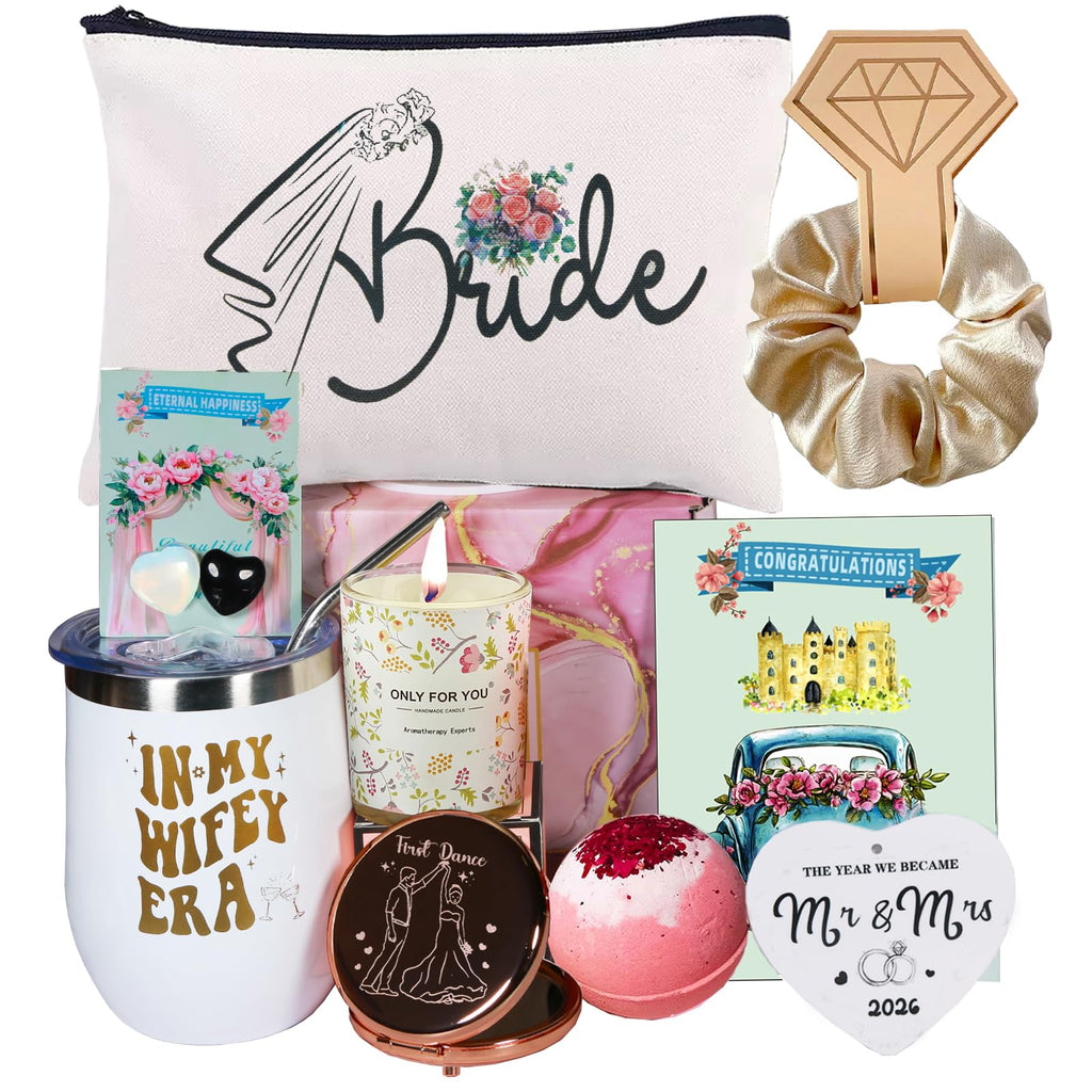 Bridal Shower Gifts for Bride, Bachelorette Party Gift Box for Bride To Be, Unique Wedding Engagement Presents Set for Women Her, Brides Just Married, Future Mrs, Wifey