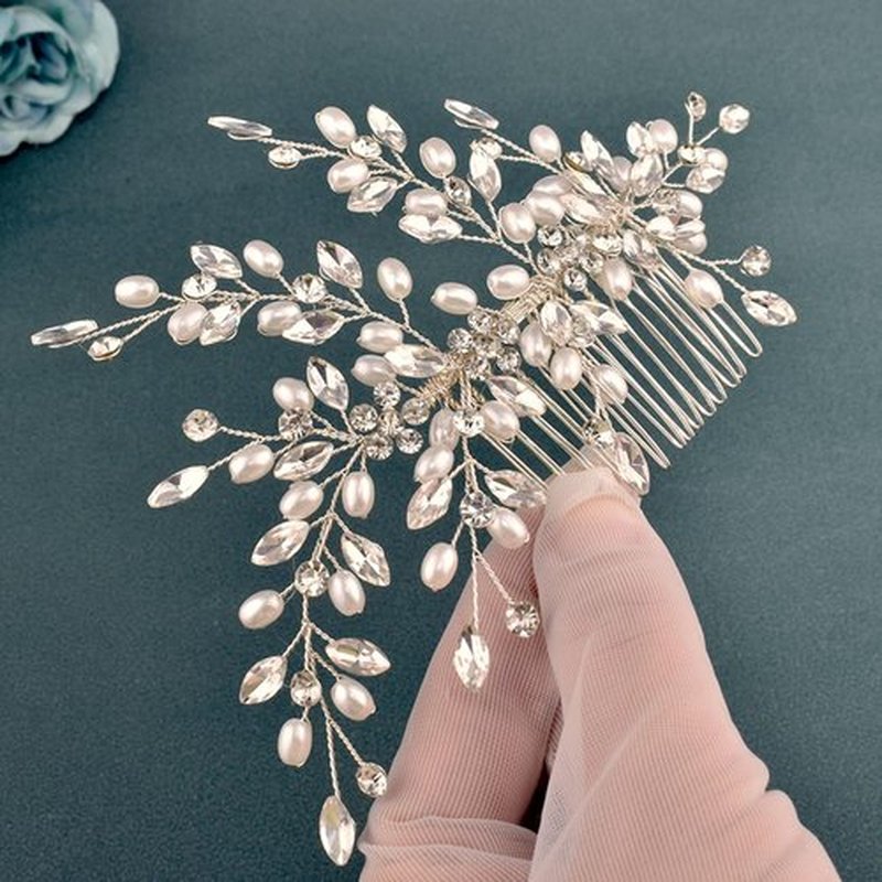 Mpoikba Bride Headpiece, Bridal Hair accessories, Elegant Wedding Hair Pieces for Brides(Silver)