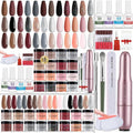 Morovan Dip Powder Nail Kit: Starter Kit 54pcs Nails Dipping Powder Set 18 Colors with Electric Nail Drill