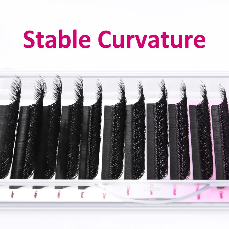 VEYES INC YY Lash Extensions Tray C/D curl 9-15mm Mixed Length Premade Volume Eyelash Fans, Professional Lash Extension Supplies, Matte Black(5D-W 0.07 D-curl 9-15mm)