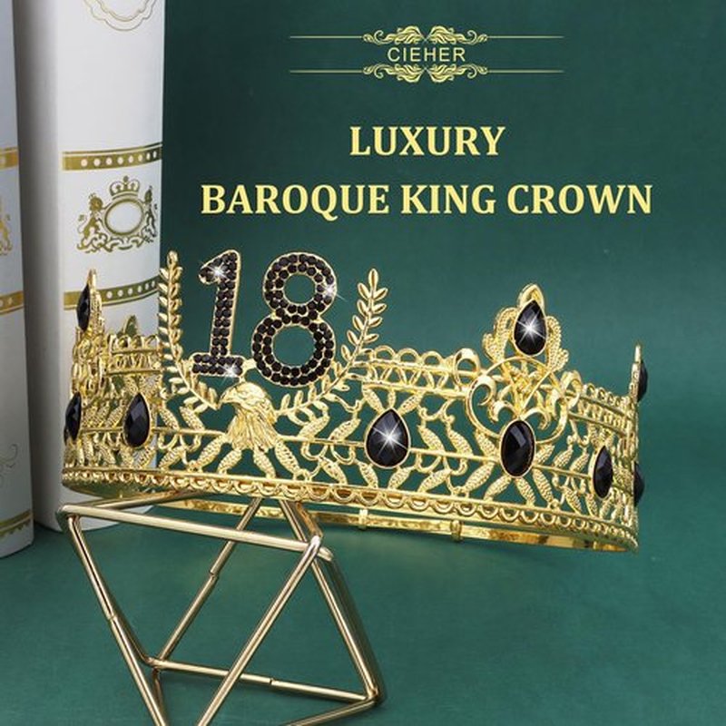 CIEHER Birthday King Crown & Birthday King Sash for Men Boys (18th Birthday)