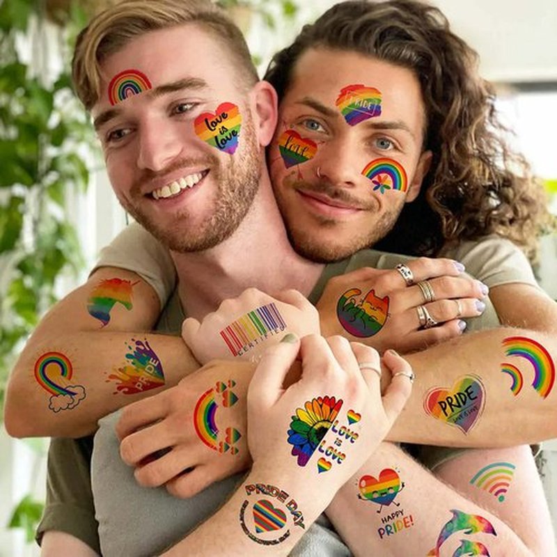 72 PCS Pride Tattoos, Rainbow Temporary Tattoos For Men Women Adults, LGBT Pride Face Tattoos Temporary, LGBTQ Flag Stripes Rainbow Body Stickers, LGBT Gay Pride Accessories Parade Celebrations Party