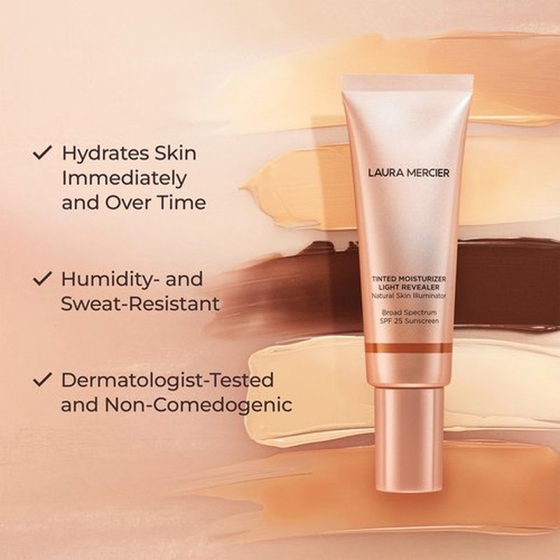 Laura Mercier Tinted Moisturizer Light Revealer Natural Skin Illuminator with SPF 25: All Day Hydration, Ultra-Sheer Coverage, Luminous & Radiant Finish, Skin Tint, Nude