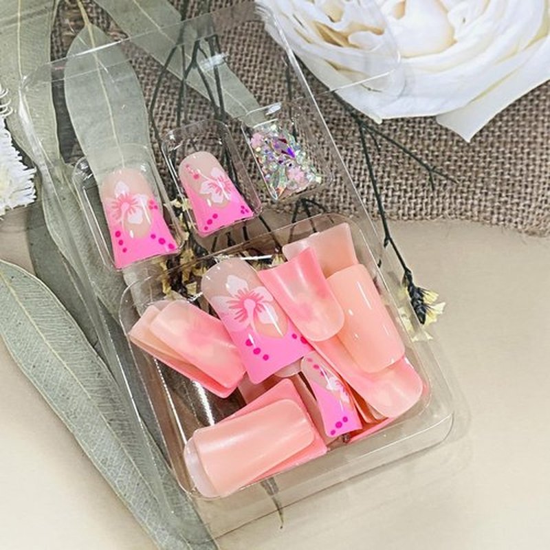 FIEONCIY Press on Nails Duck Shaped Glossy Full Cover Acrylic Duck False Nails with Designs Artificial Medium Duck Shaped Fake Nails with Charms Glue ons Fingernails for Women Girls(XXS215)