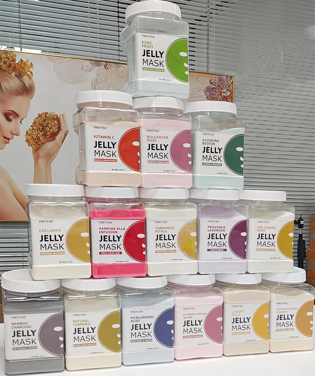 YMEYFAN Jelly Mask for Facials, Jelly Mask Powder Bulk Wholesale for Esthetician Supplies Professional Beauty Salon Spa Facial Mask Vajacial, Face Masks Skincare Big Set (10 Jar, 500g/17.6oz)