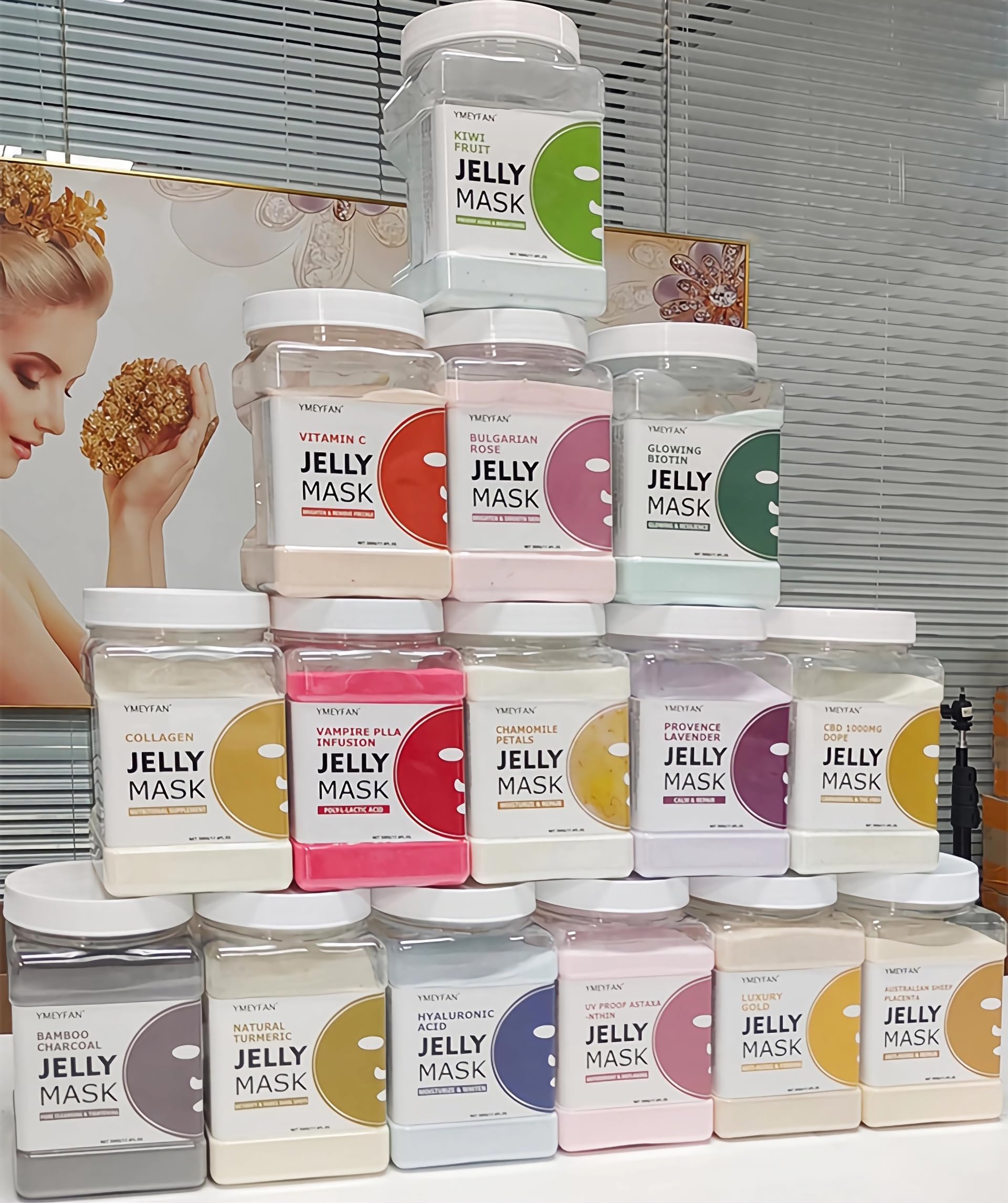 YMEYFAN Jelly Mask for Facials, Jelly Mask Powder Bulk Wholesale for Esthetician Supplies Professional Beauty Salon Spa Facial Mask Vajacial, Face Masks Skincare Big Set (10 Jar, 500g/17.6oz)