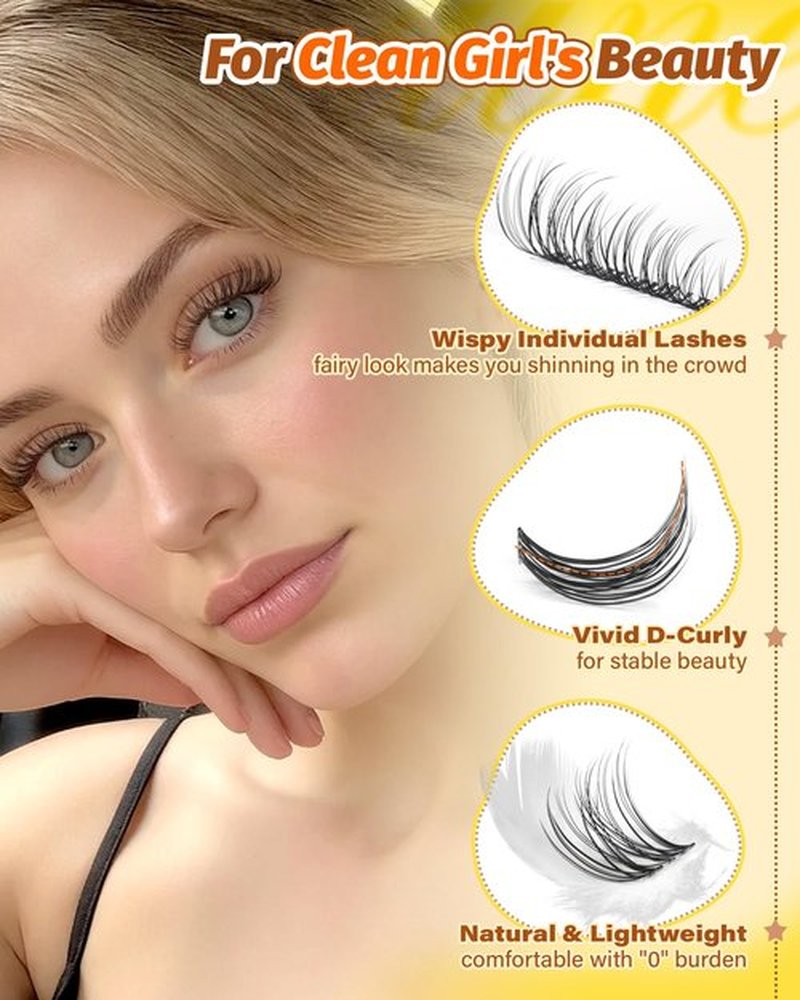 Natural Lash Clusters Clear Band Wispy Cluster Eyelash Extensions Fairy Eyelash Clusters For Daily Look Individual Lashes Natural Look 8-16MM 120Pcs by Zegaine