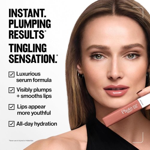 REVLON PhotoReady Plumping Gloss Serum - Hydrating, Non-Sticky & High Shine Finish | 009 Lip Floaties, 0.25 fl oz