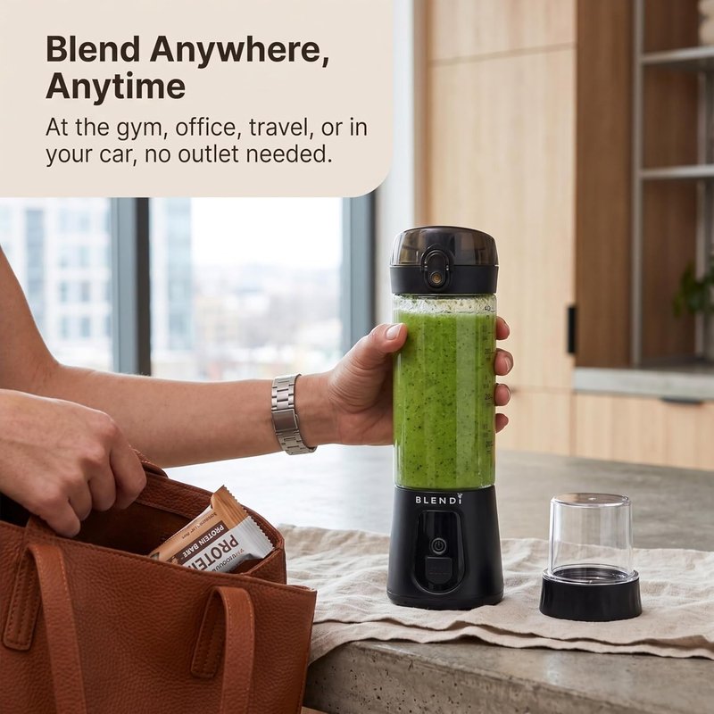 BLENDi Pro+ Portable Blender - 120W Ice Crushing Motor, USB-C Rechargeable, 17.5oz Black - BPA-Free & Travel-Friendly