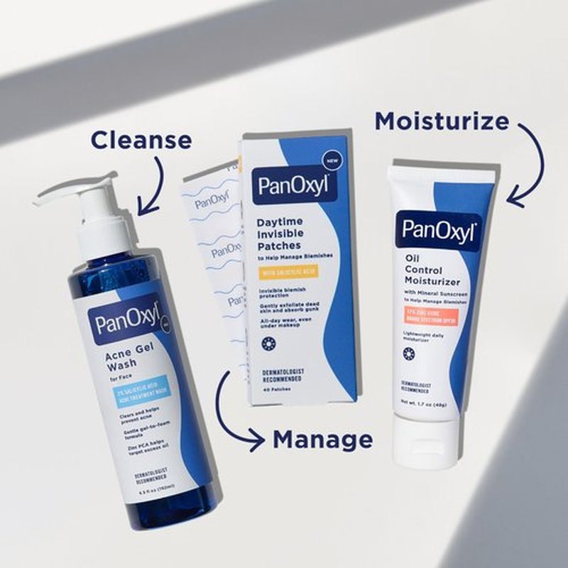 PanOxyl Daytime Invisible Patches, Dermatologist-Recommended Brand, Help Manage Blemishes, Unclog Pores and Exfoliate with Salicylic Acid, 20 Large and 20 Small Patches, Latex-Free, 40ct