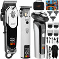LQT Professional Barber Kit for Men, Cordless Hair Clipper, Trimmer & Shaver Set with LED Display, USB-C Rechargeable Battery,Low Noise,Grooming Gift for Husband, Father, Boyfriend (Black Blue)
