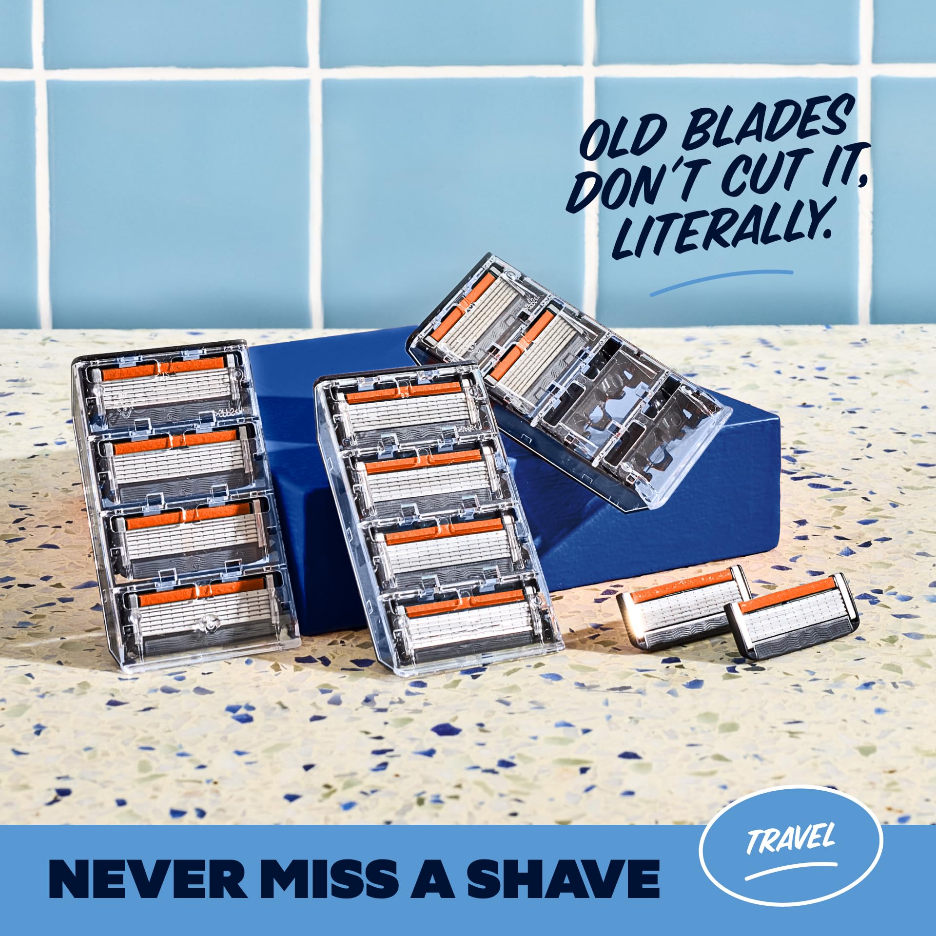 Dollar Shave Club | Travel Shave Set | 4 Extra Close Refill Cartridges, 1 Handle (Black), 1 Razor Cover