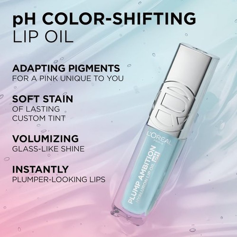 L'Oreal Paris Plump Ambition Lip Oil - Color Shifting Tint with 24HR Hydration | 050 pH Lilac