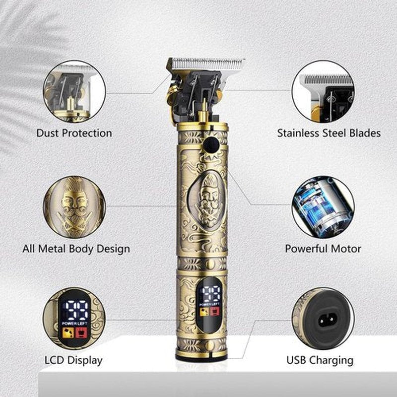 Soonsell Professional Hair Clippers for Men Cordless， Mens Clippers and Grooming Set，Electric Shavers, Clippers and T-Blade Trimmers Set，Hair Cutting Kit LCD Display（Bronze