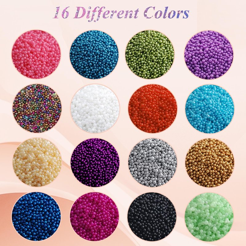 Vryctonx 16 Colors Caviar Beads for Nails, 0.6-0.8mm Glass Micro Pixie Beads Mini Bubble Beads Microbeads for Women Girls Nail Art Charms Decorations Women Manicure Makeup DIY Craft