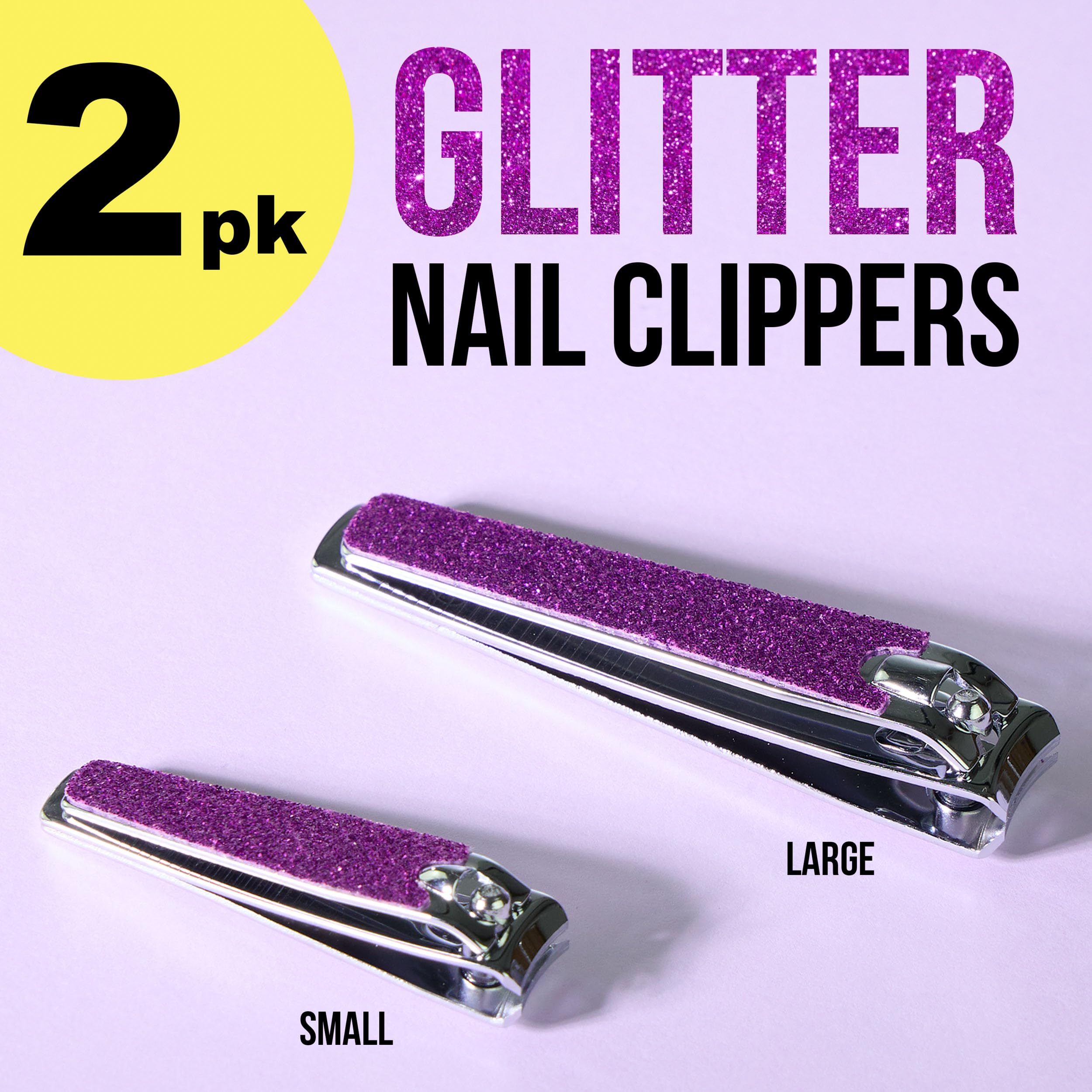 Forever 21 Nail Clippers Set - 2pc Purple Glitter Nail Clipper - 2 Pack,
