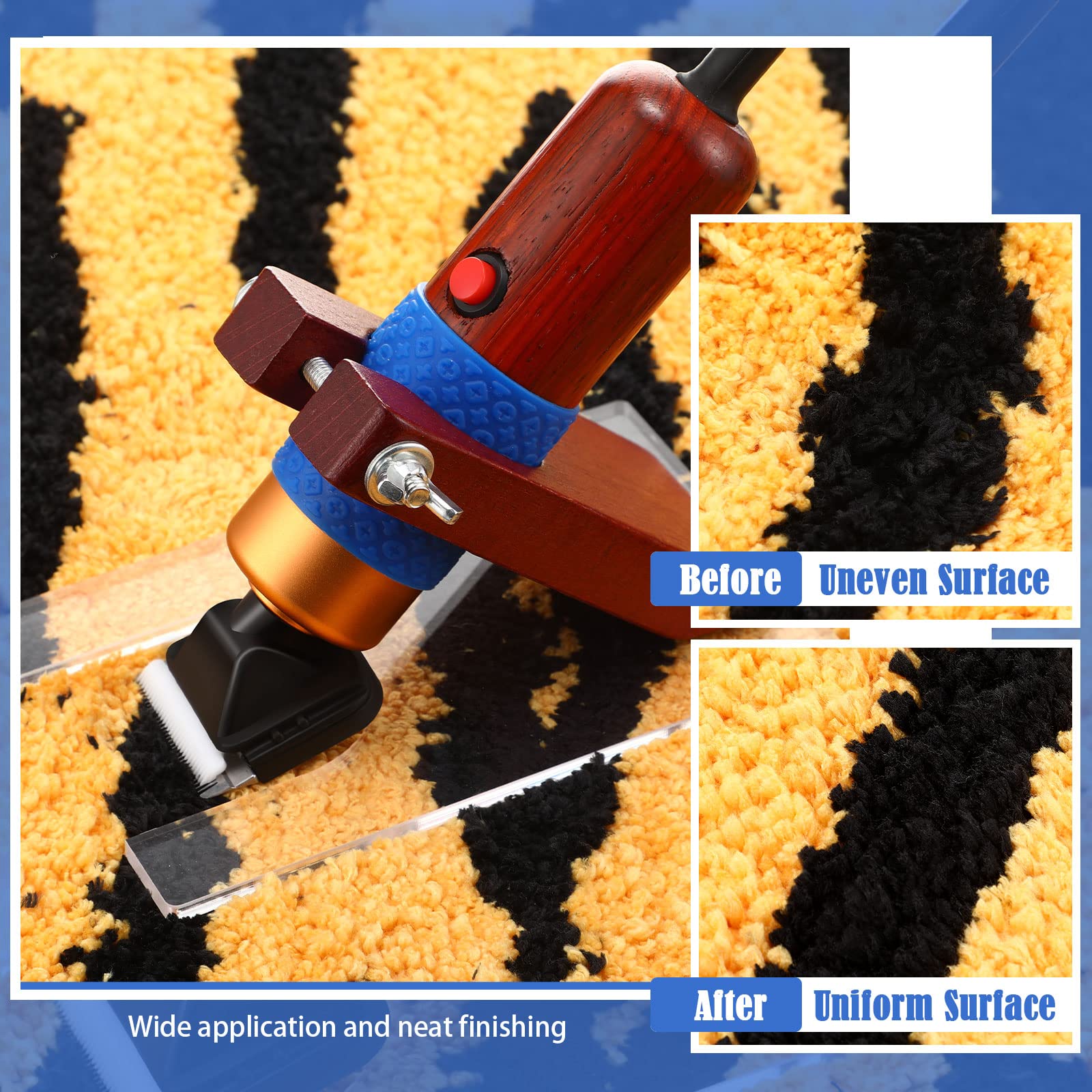 Landhoow Carpet Trimmer with Shearing Guide - 200w Electric Speed Adjustable Rug Tufting, Carver Clippers for Low Noise, Handmade Rug Cleaning and Tuft, 2 Blades, 1 Power Adapter, Etc(Dark Brown)