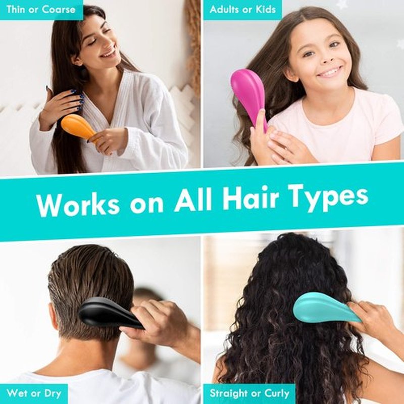 Aussumy 2 Pack Detangling Hair Brush - Detangler Hairbrush with Ultra Soft Bristles for Effortless Tangle Removal - For Dry Wet Damaged Curly Hair for Men Women Girls Boys Kids - Black & Green