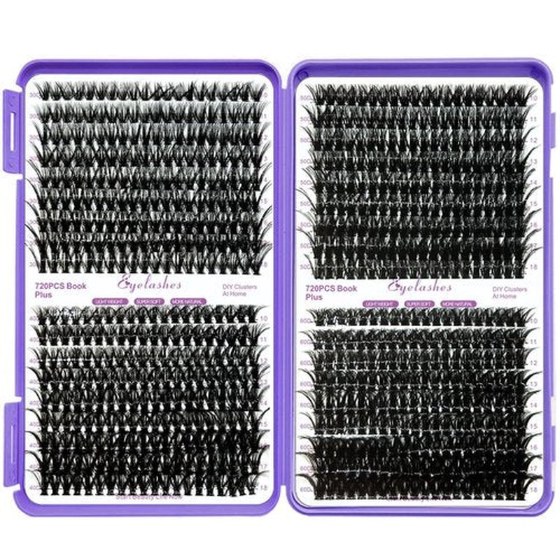 DIY Lash Extension Kit 840Pcs D Curl Individual Lash Clusters Eyelashes Extension Set with Mirror Lash Storage Box Lash Bond&Seal Glue Remover Tweezers Lash Brush Applicator