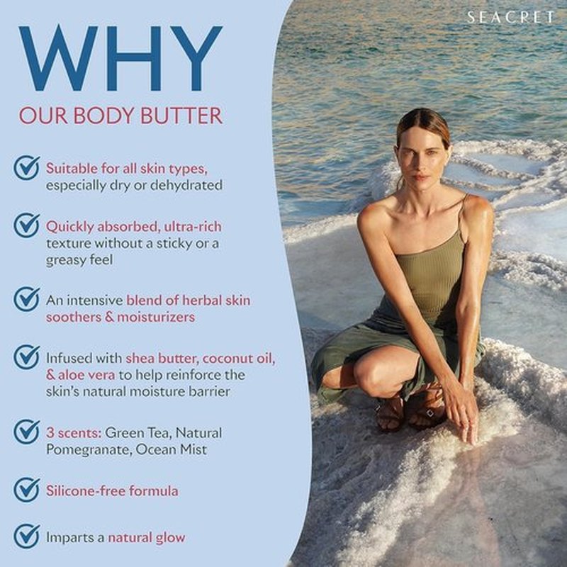 SEACRET Minerals Dead Sea Body Butter - Ultra-Rich Moisturizing Cream with Shea & Coconut Oil | 8.5 fl. oz.