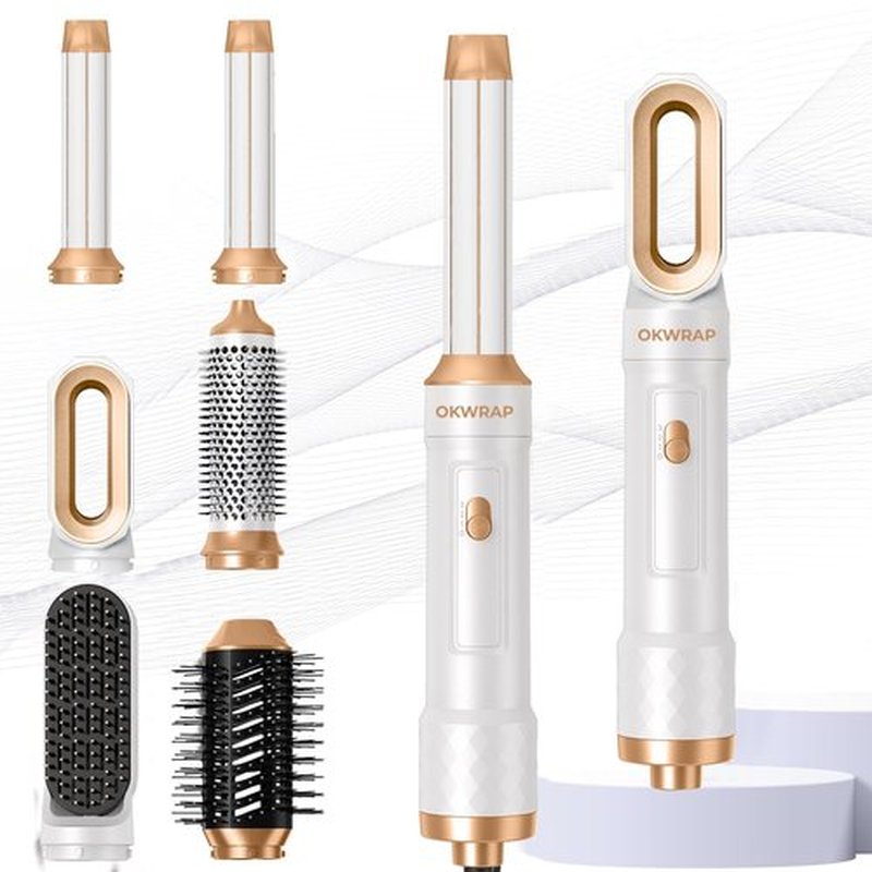 6 in ONE Blow Dryer Brush,Air Curling Iron Round Brush Blow Dryer 800W,Ionic Hair Dryer Brush for Women, Hot Air Brush Hair Styling Tools 100-120V