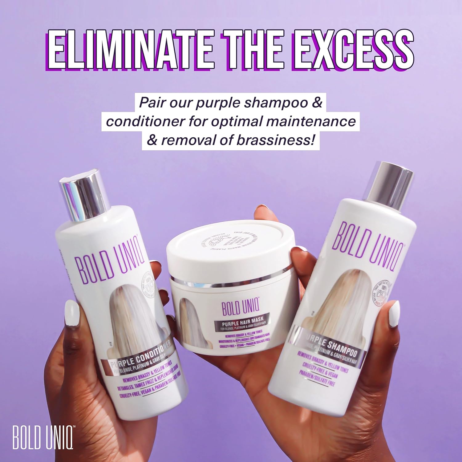 Bold Uniq Purple Hair Mask - Toner for Blonde & Gray Hair - Eliminate Yellow Tones & Nourish - 6.76oz