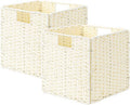 StorageWorks Wicker Baskets - Handwoven Organizing Cubes with Handles, Beige, 11 Inch, 2 Pack