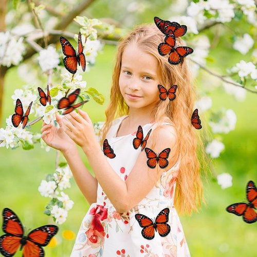 12 Pcs Monarch Butterfly Hair Clips, 3D Butterfly Barrettes Hair Costumes Accessories for Halloween Day of the Dead Decorations (12 pieces)