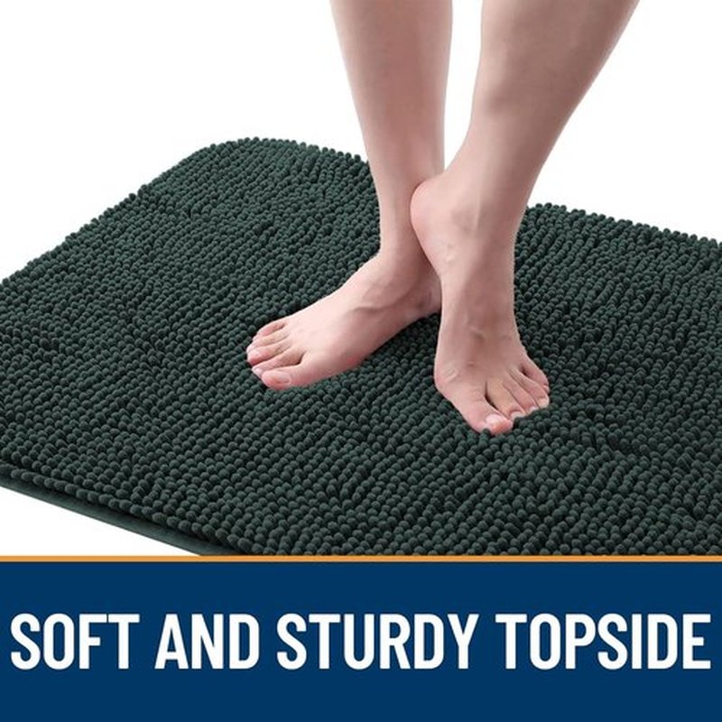 OLANLY Dog Door Mat - Absorbent Non-Slip Mat for Muddy Paws | Quick Dry Chenille, 30x17, Blackish Green