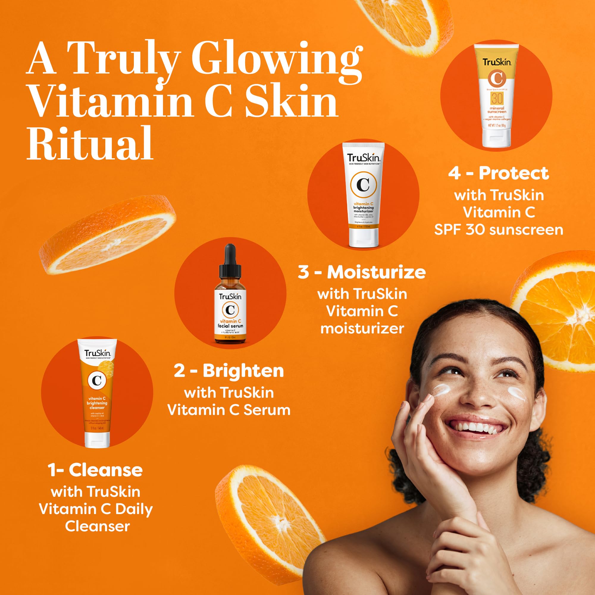 TruSkin Vitamin C Face Cream - Brightening & Hydrating Daily Moisturizer with Vitamin E, B5, Jojoba Oil & Green Tea - Smooth, Radiant-Looking Skin, 2 Fl Oz