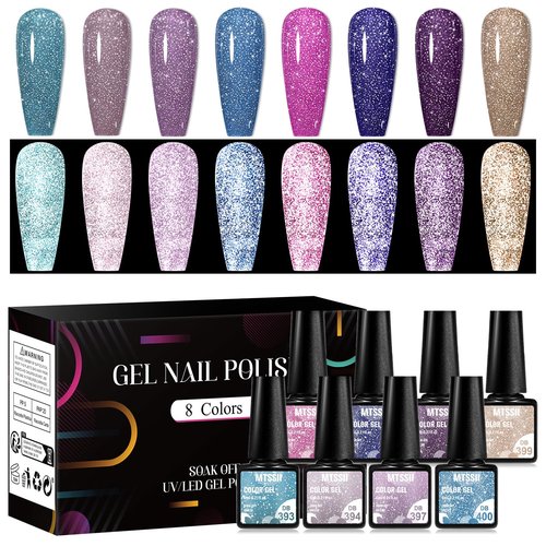 MTSSII Gel Nail Polish Diamond Nail Polish Set Glitter Gel Nail Polish Kit with Gift Box (Diamond-5, 8PCS)