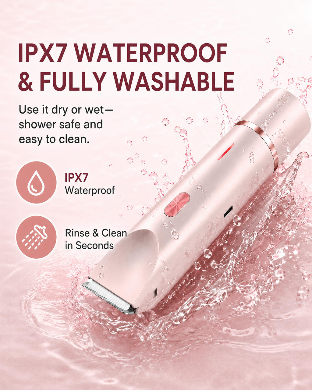 AiooTisu 2-in1- Bikini Trimmer for Women, Waterproof Painless Electric Razor with Dual Heads, IPX7 Shower & Travel Bikini Shaver, USB-C Rechargeable, for Bikini Line, Legs, Face & Underarms