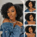Legendhair Glueless V Part Wig Human Hair Afro Kinky Curly Upgrade U Part Full Head Clip In Bob Pixie Cut Wig No Leave Out 200% Density 8 Inch for Black Women