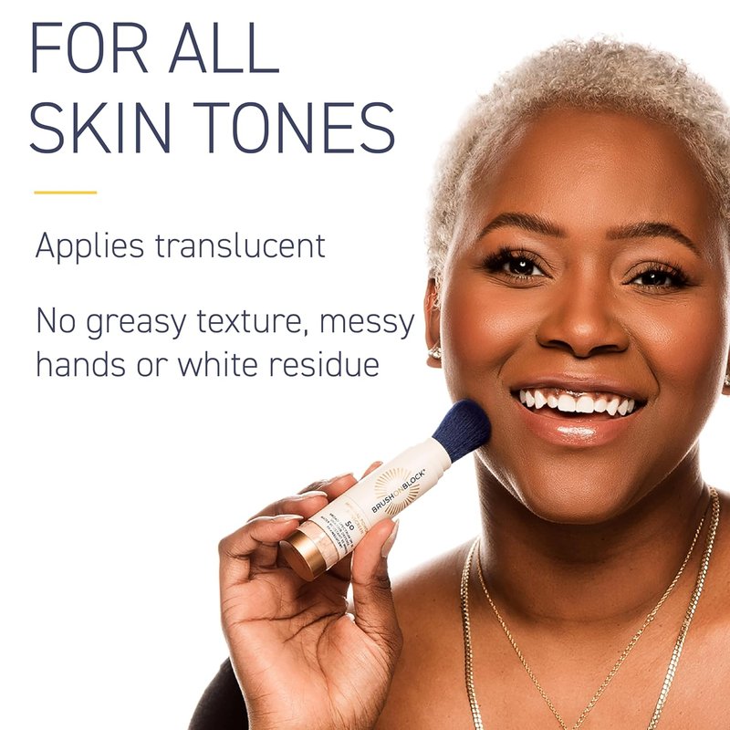 Brush On Block SPF 50 Mineral Powder Sunscreen - Translucent, Broad Spectrum, Water Resistant Protection for All Skin Tones