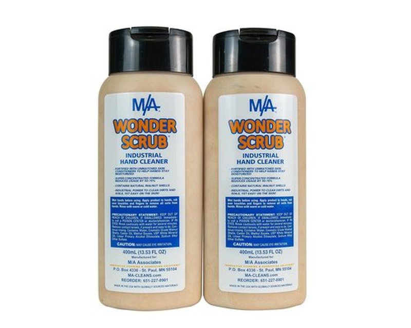 M/A Wonder Scrub - Industrial Strength Mechanic Hand Cleaner - Heavy Duty Walnut Shell Soap - Tough on Grease, Dirt, Oil, and Paint (2 bottles 400ml)