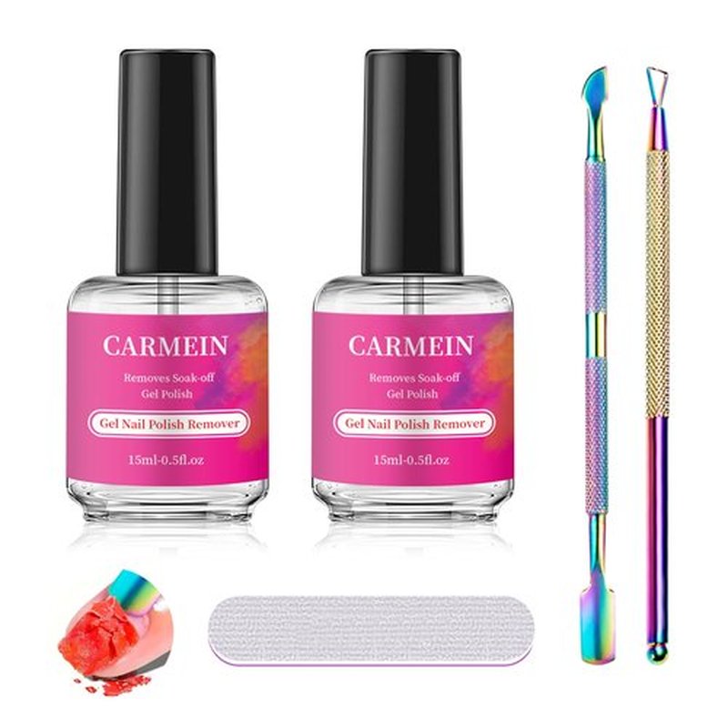 CARMEIN Gel Nail Polish Remover,Professional(2-pack), 15ml/0.5 fl oz, Liquid Formula, Paraben-free, For Natural and Long-lasting Gel Polish Removal for Nail.