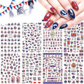 8sheets 4th of July Nail Art Stickers 3D Self-Adhesive American Flag Patriotic Independence Day Nail Decals USA Flags Butterfly Heart Star Nail Design I Love America for Memorial Day DIY Manicure