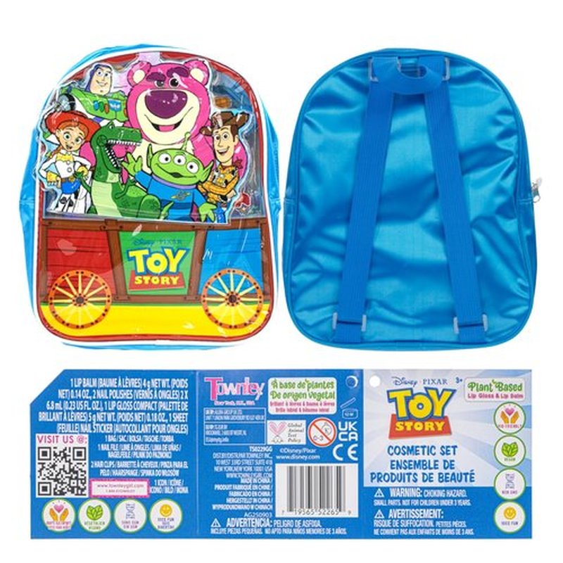 Toy Story Bag Gift Makeup Set Includes 2 Nail Polishes, 1 Lip Gloss, 1 Lip Balm with Keychain, 2 Hair Pins,1 Bag, Perfect for Kids Girls Birthday Gift by Townley Girl